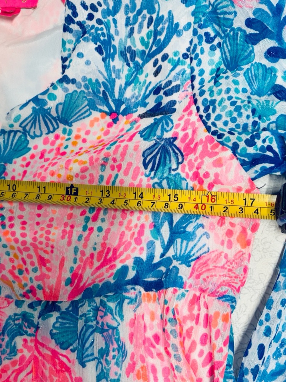 Lilly Pulitzer Sarita Coastal Sway With Me Shimmer Dress 0 babydoll beach - Picture 7 of 12